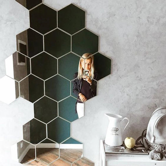 3D Hexagon Spiegel Wandaufkleber TV Hintergrund Wohnzimmer Aufkleber Wanddekor Schlafzimmer Badezimmer Wohnkultur