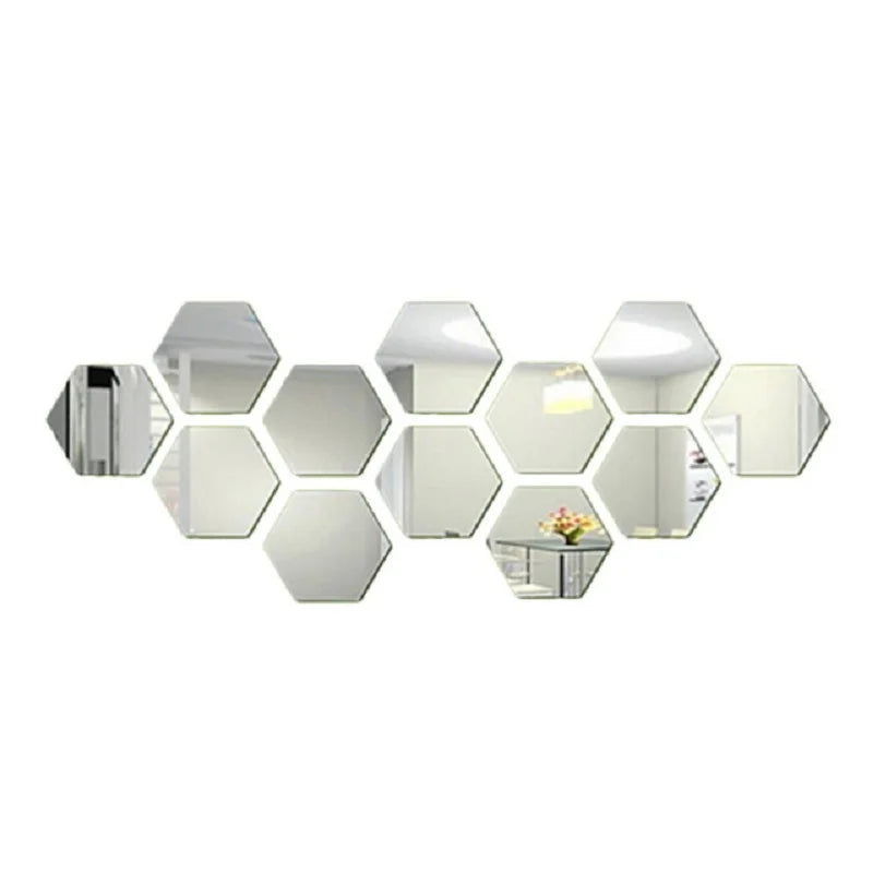 3D Hexagon Spiegel Wandaufkleber TV Hintergrund Wohnzimmer Aufkleber Wanddekor Schlafzimmer Badezimmer Wohnkultur