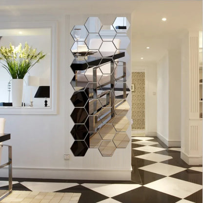 3D Hexagon Spiegel Wandaufkleber TV Hintergrund Wohnzimmer Aufkleber Wanddekor Schlafzimmer Badezimmer Wohnkultur