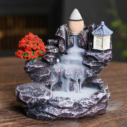 Kreativer Räucherstäbchenhalter aus fließendem Harz im Hochgebirge, Wasserfall-Räuchergefäß, Heim- und Innendekor, Aromatherapie-Ornament