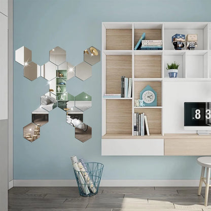 3D Hexagon Spiegel Wandaufkleber TV Hintergrund Wohnzimmer Aufkleber Wanddekor Schlafzimmer Badezimmer Wohnkultur