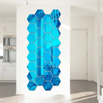 3D Hexagon Spiegel Wandaufkleber TV Hintergrund Wohnzimmer Aufkleber Wanddekor Schlafzimmer Badezimmer Wohnkultur