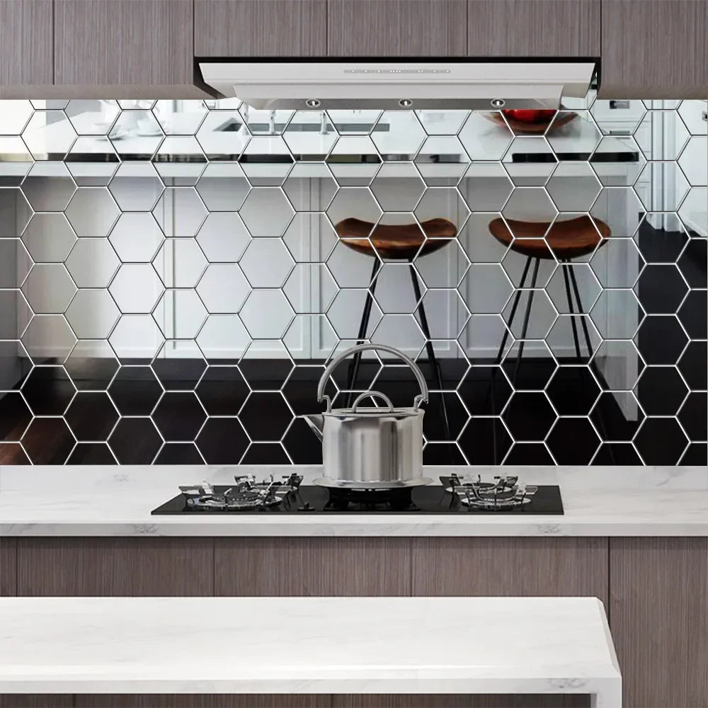 3D Hexagon Spiegel Wandaufkleber TV Hintergrund Wohnzimmer Aufkleber Wanddekor Schlafzimmer Badezimmer Wohnkultur