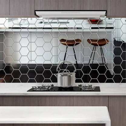 3D Hexagon Spiegel Wandaufkleber TV Hintergrund Wohnzimmer Aufkleber Wanddekor Schlafzimmer Badezimmer Wohnkultur