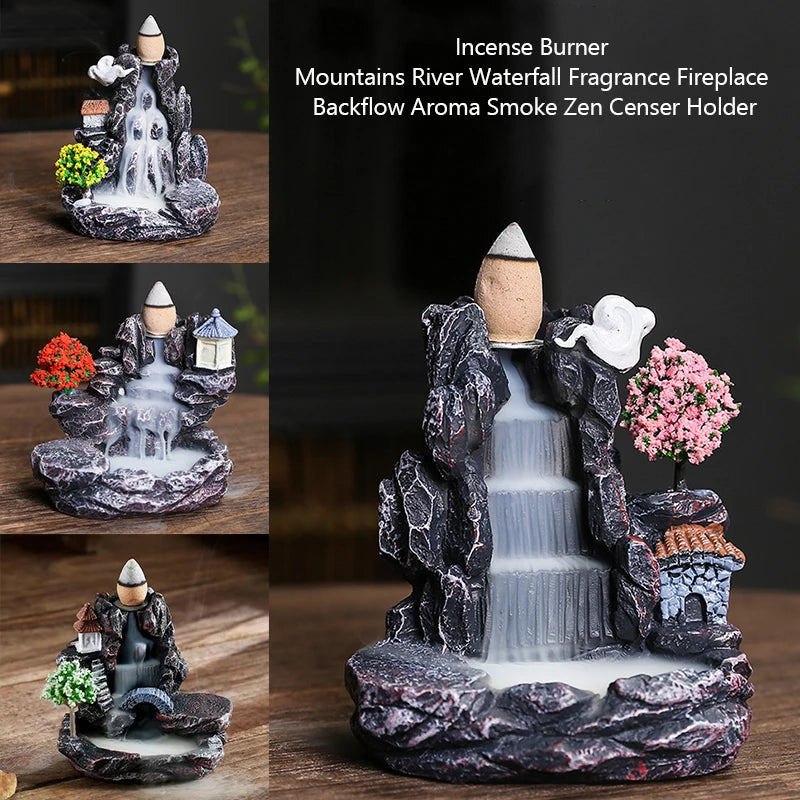 Kreativer Räucherstäbchenhalter aus fließendem Harz im Hochgebirge, Wasserfall-Räuchergefäß, Heim- und Innendekor, Aromatherapie-Ornament