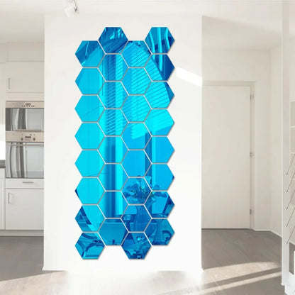 3D Hexagon Spiegel Wandaufkleber TV Hintergrund Wohnzimmer Aufkleber Wanddekor Schlafzimmer Badezimmer Wohnkultur