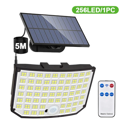 Solarleuchte für den Außenbereich, 328/348 LEDs, integrierter superheller Bewegungssensor, starke Leistung, IP65 wasserdicht, 3 Betriebsmodi, Gartenwand