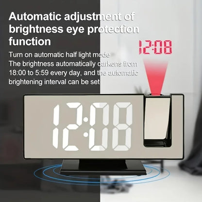 Spiegel multifunktionaler Projektionswecker Intelligente Leuchtuhr Schlafzimmer Großbild-Projektionsuhr