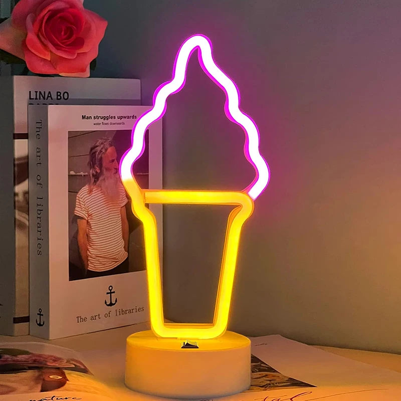 Neon-Schilder mit Sockel, Batterie oder USB, Heimdekoration