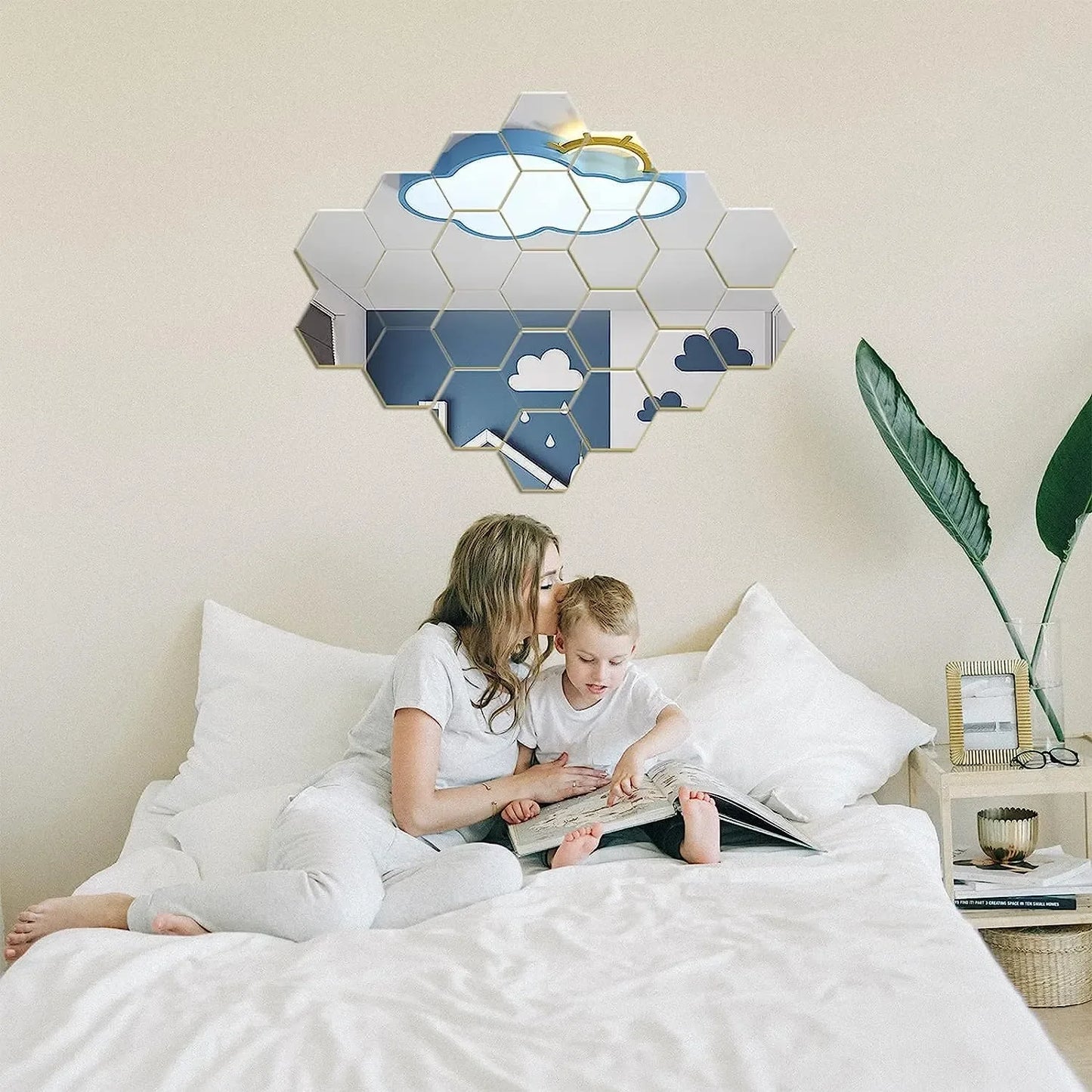 3D Hexagon Spiegel Wandaufkleber TV Hintergrund Wohnzimmer Aufkleber Wanddekor Schlafzimmer Badezimmer Wohnkultur
