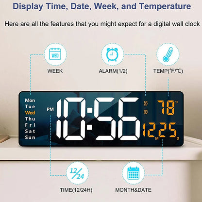 Wandmontierte digitale Wanduhr mit Fernbedienung