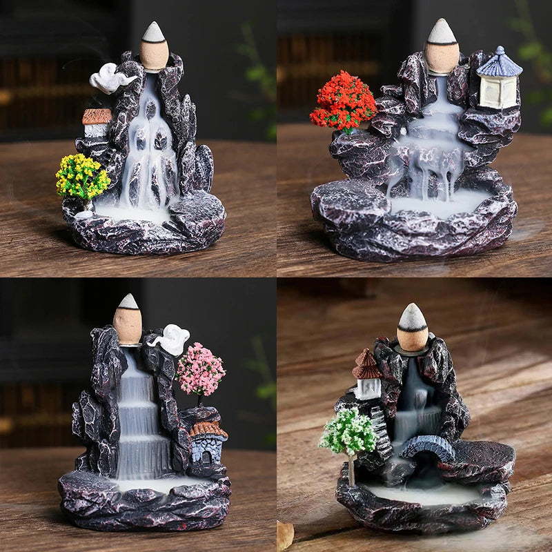 Kreativer Räucherstäbchenhalter aus fließendem Harz im Hochgebirge, Wasserfall-Räuchergefäß, Heim- und Innendekor, Aromatherapie-Ornament