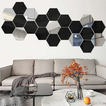 3D Hexagon Spiegel Wandaufkleber TV Hintergrund Wohnzimmer Aufkleber Wanddekor Schlafzimmer Badezimmer Wohnkultur