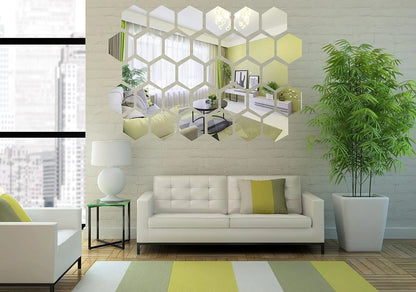 3D Hexagon Spiegel Wandaufkleber TV Hintergrund Wohnzimmer Aufkleber Wanddekor Schlafzimmer Badezimmer Wohnkultur