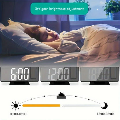 Spiegel multifunktionaler Projektionswecker Intelligente Leuchtuhr Schlafzimmer Großbild-Projektionsuhr