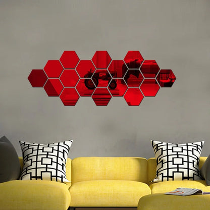 3D Hexagon Spiegel Wandaufkleber TV Hintergrund Wohnzimmer Aufkleber Wanddekor Schlafzimmer Badezimmer Wohnkultur