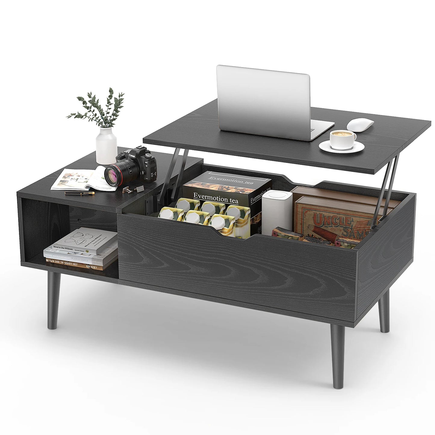 Lift Top Couchtische für Wohnzimmer 39,37"x19,7" Schreibtisch Tee Holz Esstische Verstellbare Ablagefläche Einfaches Anheben oder Absenken
