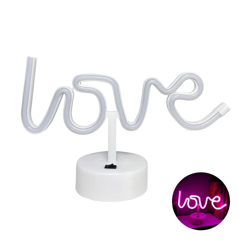 Neon-Schilder mit Sockel, Batterie oder USB, Heimdekoration