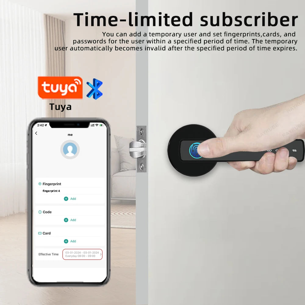 Intelligentes Fingerabdruck-Türschloss, digitales elektronisches Schloss mit Passwort/Schlüssel/IC-Karte/Smart Life/Tuya-App-Entsperren