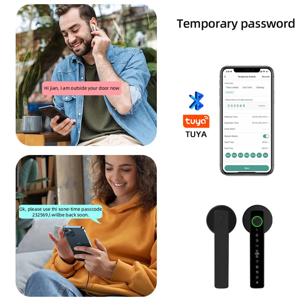 Intelligentes Fingerabdruck-Türschloss, digitales elektronisches Schloss mit Passwort/Schlüssel/IC-Karte/Smart Life/Tuya-App-Entsperren
