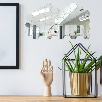 3D Hexagon Spiegel Wandaufkleber TV Hintergrund Wohnzimmer Aufkleber Wanddekor Schlafzimmer Badezimmer Wohnkultur