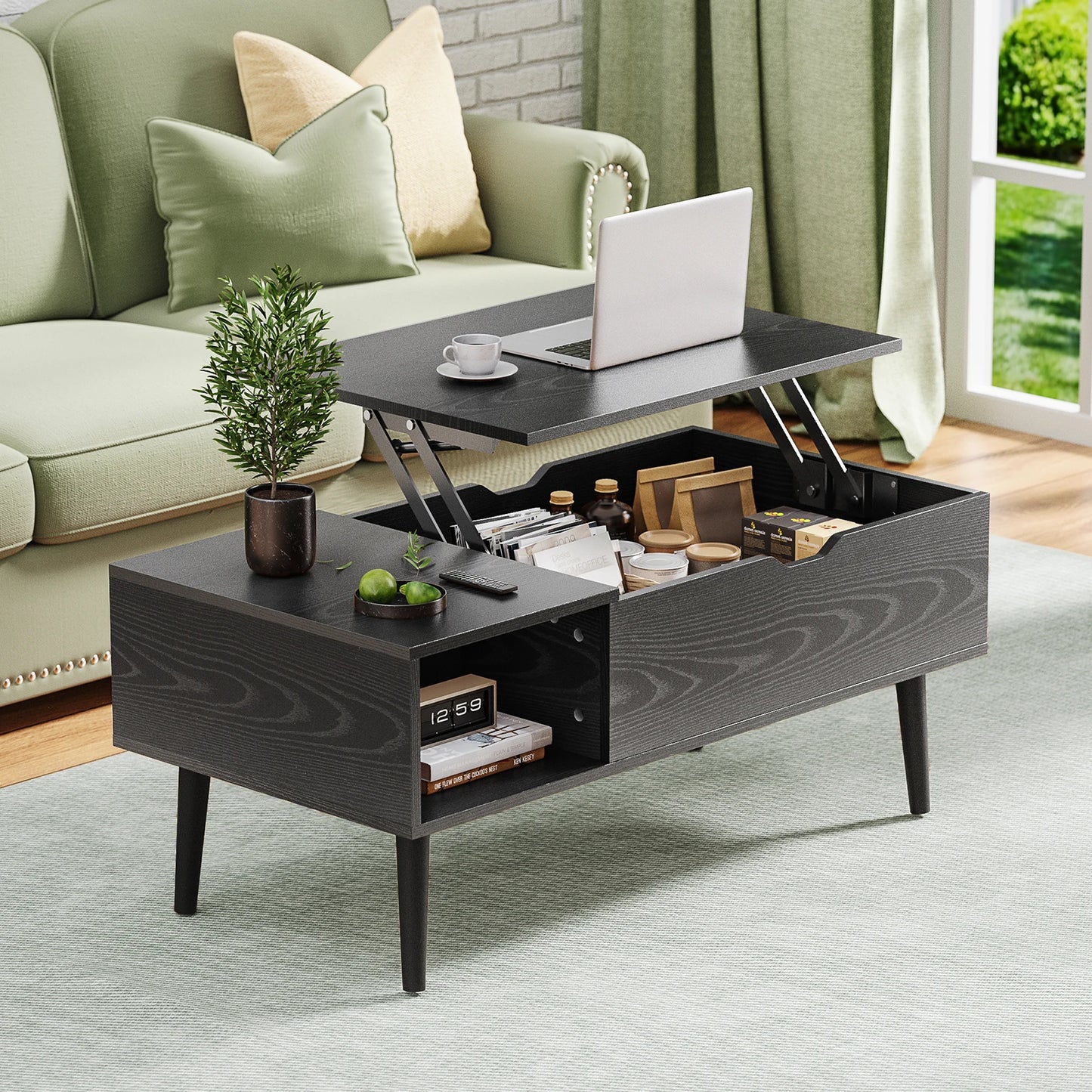 Lift Top Couchtische für Wohnzimmer 39,37"x19,7" Schreibtisch Tee Holz Esstische Verstellbare Ablagefläche Einfaches Anheben oder Absenken