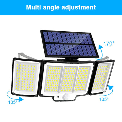 Solarleuchte für den Außenbereich, 328/348 LEDs, integrierter superheller Bewegungssensor, starke Leistung, IP65 wasserdicht, 3 Betriebsmodi, Gartenwand