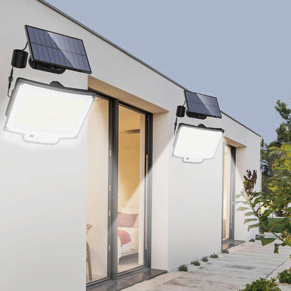 Solarleuchte für den Außenbereich, 328/348 LEDs, integrierter superheller Bewegungssensor, starke Leistung, IP65 wasserdicht, 3 Betriebsmodi, Gartenwand