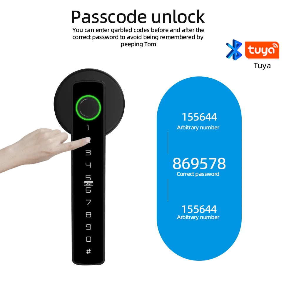 Intelligentes Fingerabdruck-Türschloss, digitales elektronisches Schloss mit Passwort/Schlüssel/IC-Karte/Smart Life/Tuya-App-Entsperren