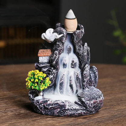 Kreativer Räucherstäbchenhalter aus fließendem Harz im Hochgebirge, Wasserfall-Räuchergefäß, Heim- und Innendekor, Aromatherapie-Ornament