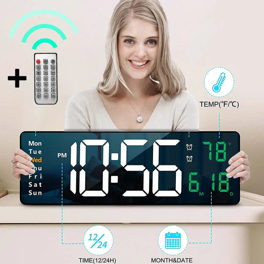 Wandmontierte digitale Wanduhr mit Fernbedienung