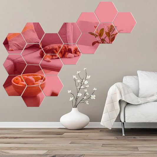 3D Hexagon Spiegel Wandaufkleber TV Hintergrund Wohnzimmer Aufkleber Wanddekor Schlafzimmer Badezimmer Wohnkultur
