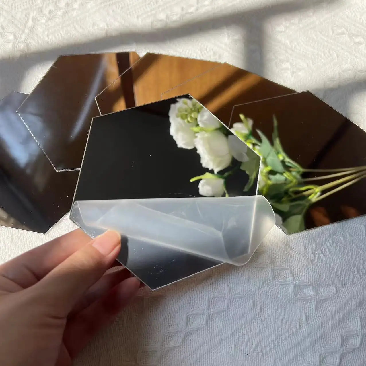 3D Hexagon Spiegel Wandaufkleber TV Hintergrund Wohnzimmer Aufkleber Wanddekor Schlafzimmer Badezimmer Wohnkultur