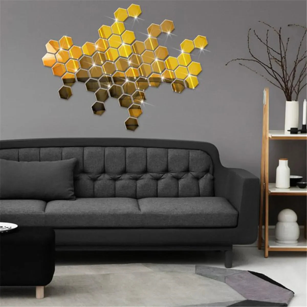 3D Hexagon Spiegel Wandaufkleber TV Hintergrund Wohnzimmer Aufkleber Wanddekor Schlafzimmer Badezimmer Wohnkultur