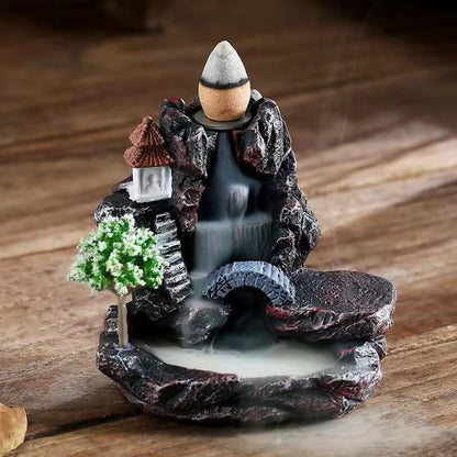 Kreativer Räucherstäbchenhalter aus fließendem Harz im Hochgebirge, Wasserfall-Räuchergefäß, Heim- und Innendekor, Aromatherapie-Ornament