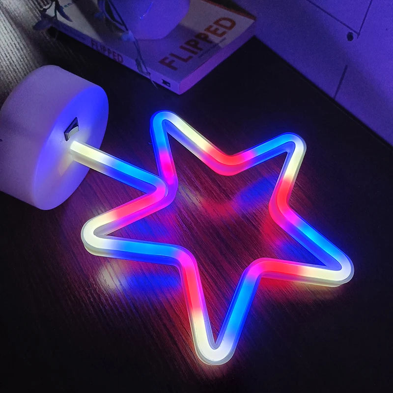 Neon-Schilder mit Sockel, Batterie oder USB, Heimdekoration